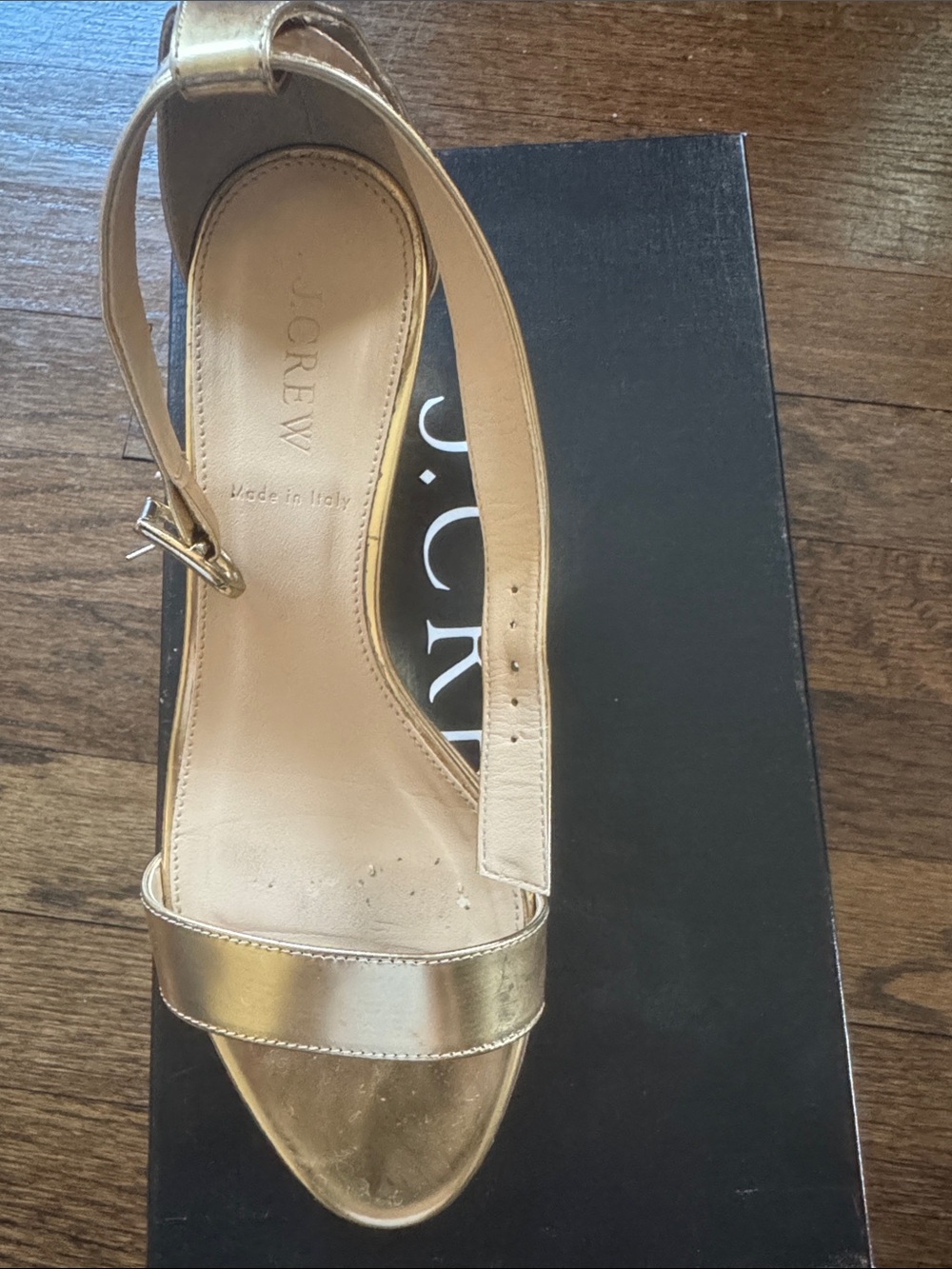 J. Crew Metallic Gold Wedge Sandals Size 7
